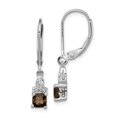 Sterling Silver Rhodium-plated Smoky Quartz and Diamond Earrings - 2