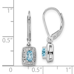 Sterling Silver Rhodium-plated Blue Topaz Diamond Earrings - 2