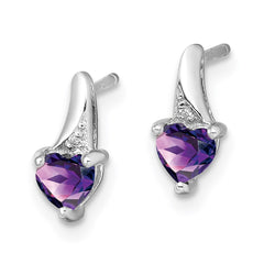 Sterling Silver Rhodium-plated Amethyst and Diamond Earrings - 15