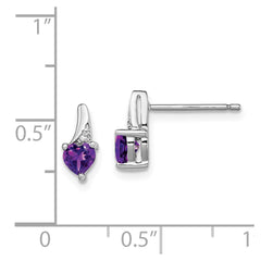 Sterling Silver Rhodium-plated Amethyst and Diamond Earrings - 15