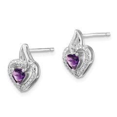 Sterling Silver Rhodium-plated Amethyst and Diamond Earrings - 6