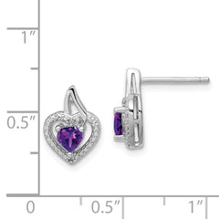 Sterling Silver Rhodium-plated Amethyst and Diamond Earrings - 6