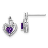 Sterling Silver Rhodium-plated Amethyst and Diamond Earrings - 6