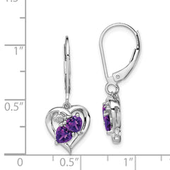 Sterling Silver Rhodium-plated Amethyst and Diamond Earrings - 10