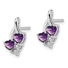 Sterling Silver Rhodium-plated Amethyst and Diamond Earrings - 13