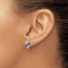 Sterling Silver Rhodium-plated Amethyst and Diamond Earrings - 13
