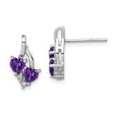 Sterling Silver Rhodium-plated Amethyst and Diamond Earrings - 13