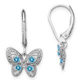 Sterling Silver Rhodium-plated Blue Topaz and Diamond Earrings - 4