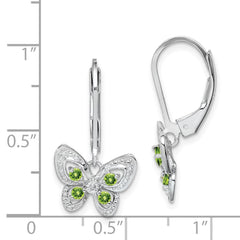 Sterling Silver Rhodium-plated Peridot and Diamond Earrings - 2
