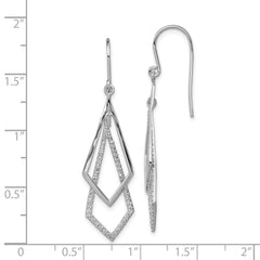 Sterling Silver Rhodium Plated Diamond Dangle Earrings - 2