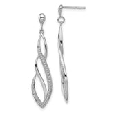 Sterling Silver Rhodium Plated Diamond Swirl Post Dangle Earrings - 3