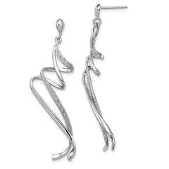 Sterling Silver Rhodium Plated Diamond Swirl Post Dangle Earrings - 4