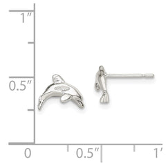 Sterling Silver Polished Dolphin Post Earrings