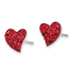 Sterling Silver Rhodium-plated Red Preciosa Crystal Heart Post Earrings - 2