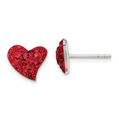 Sterling Silver Rhodium-plated Red Preciosa Crystal Heart Post Earrings - 2