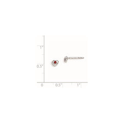 Sterling Silver Madi K Rhodium-plated Polished January Red Preciosa Crystal Heart Children's Post Earrings