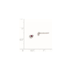 Sterling Silver Madi K Rhodium-plated Polished July Red Preciosa Crystal Heart Children's Post Earrings