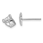 Sterling Silver Rhodium-plated Polished & Textured Horse Head Children's Post Earrings