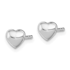 Sterling Silver Rhodium-plated Polished Heart Children's Post Earrings - 2