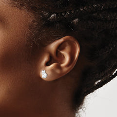 Sterling Silver Rhodium-plated Polished Cat Children's Post Earrings