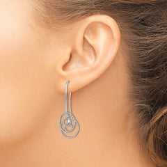 Sterling Silver Rhodium-plated D/C Fancy Circles Dangle Earrings
