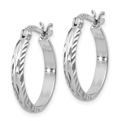 Sterling Silver Rhodium-plated 2.5mm Textured Round Hoops - 2