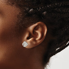 Sterling Silver Polished and Textured Knot Post Earrings - 2