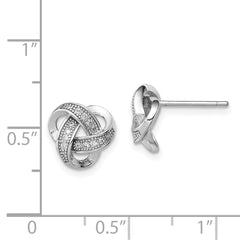 Sterling Silver Rhodium-plated CZ Micropavâ Love Knot Post Earrings