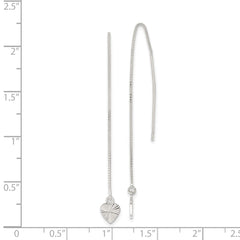 Sterling Silver Polished Diamond-cut Dangle Heart Post Earrings