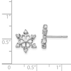 Sterling Silver Rhodium-plated CZ Snowflake Post Earrings - 6