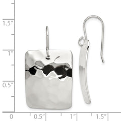 Sterling Silver Polished & Hammered Rectangle Dangle Earrings