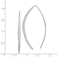 Sterling Silver Rhodium-plated CZ Threader Earrings - 4