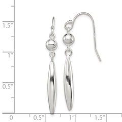 Sterling Silver Polished Bead & Elongated Oval Dangle Earrings - 2