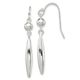 Sterling Silver Polished Bead & Elongated Oval Dangle Earrings - 2