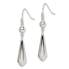Sterling Silver Polished Beaded Teardrop Dangle Earrings - 2