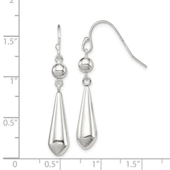 Sterling Silver Polished Beaded Teardrop Dangle Earrings - 2