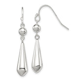 Sterling Silver Polished Beaded Teardrop Dangle Earrings - 2