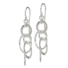 Sterling Silver Polished Intertwined Circles Dangle Earrings - 3