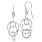 Sterling Silver Polished Intertwined Circles Dangle Earrings - 3
