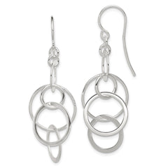 Sterling Silver Polished Intertwined Circles Dangle Earrings - 3