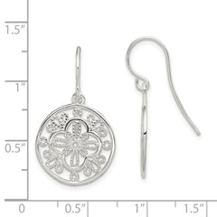 Sterling Silver Polished & Textured Filigree Circle Dangle Earrings