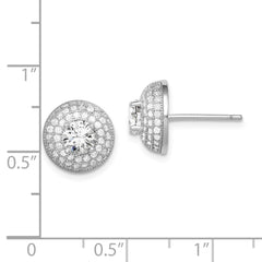 Sterling Silver Rhodium-plated Polished CZ Round Post Earrings