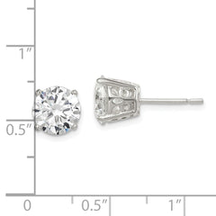 Sterling Silver Polished 8mm Round CZ Stud Earrings - 2