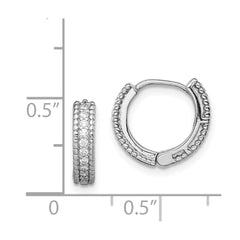 Sterling Silver Rhodium-plated Polished CZ Hinged Hoop Earrings - 3
