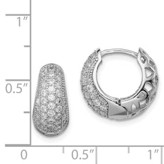 Sterling Silver Rhodium-plated CZ Hinged Hoop Earrings - 13