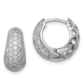 Sterling Silver Rhodium-plated CZ Hinged Hoop Earrings - 13