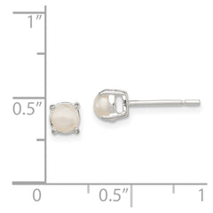 Sterling Silver Polished Imitation Pearl Post Earrings