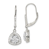 Sterling Silver Rhodium-plated Polished CZ Leverback Earrings - 2