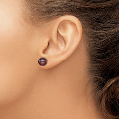 Sterling Silver Rhodium-plated 9-10mm Black Button Freshwater Cultured Pearl Post Earrings