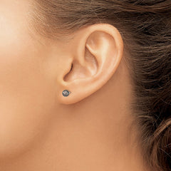 Sterling Silver Rhodium-plated 4-5mm Black Round Freshwater Cultured Pearl Post Earrings